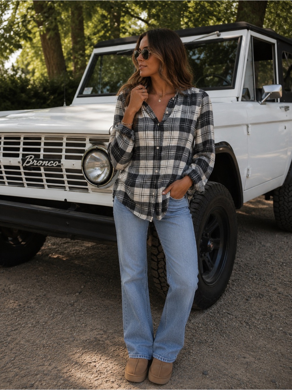 🤍AMERICAN EAGLE Classic Black and White Flannel - Medium